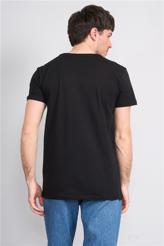 Çetinkaya Mentality 2772 V Yaka Slimfit Basic T-shirt Siyah