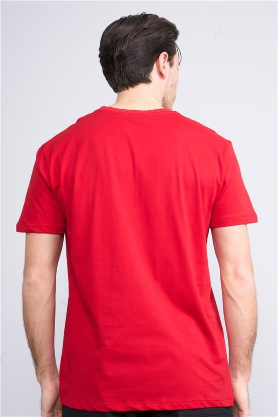 Çetinkaya Mentality 2772B Bisiklet Yaka Süprem Slim Fit Kırmızı T-shirt