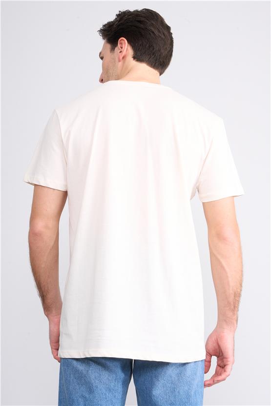 Çetinkaya Mentality 2772B Bisiklet Yaka Süprem Slim Fit Koyu Krem T-shirt