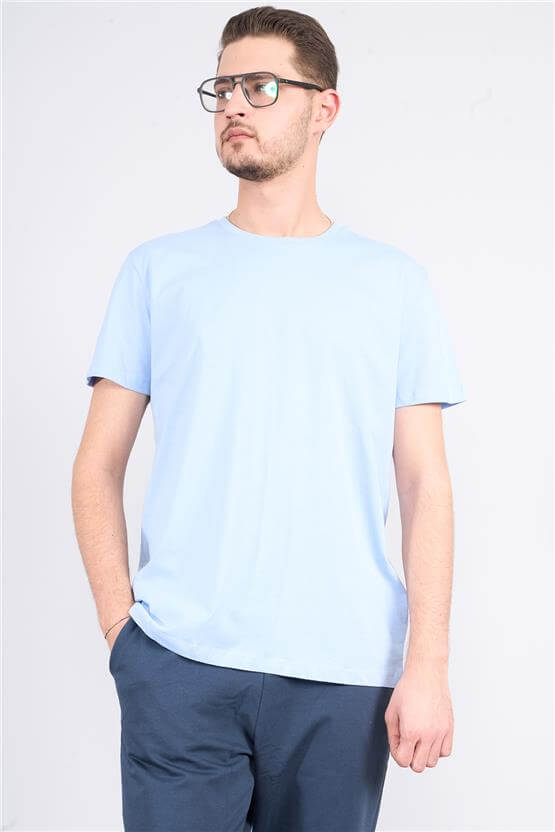 Çetinkaya Mentality 2772B Bisiklet Yaka Basic T-Shirt Nane Mavisi