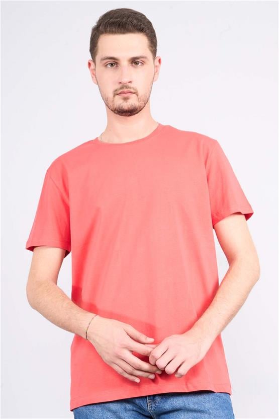 Çetinkaya Mentality 2772B Bisiklet Yaka Süprem Slim Fit Nar Çiçeği T-shirt
