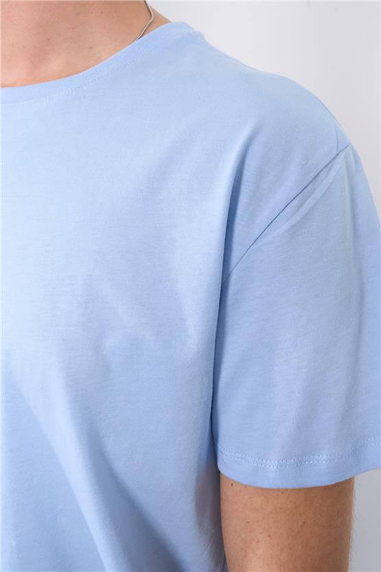 Çetinkaya Mentality 2772B Bisiklet Yaka Basic T-Shirt Nane Mavisi