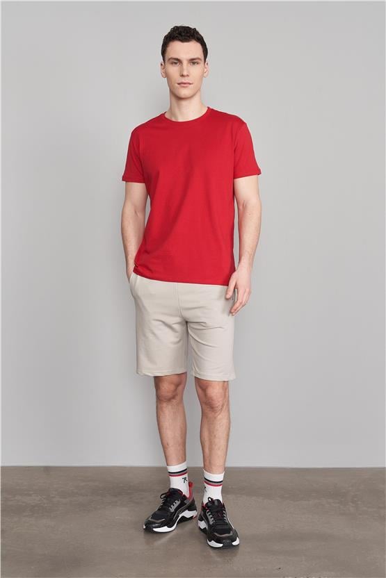 Çetinkaya Mentality 2772B Bisiklet Yaka Süprem Slim Fit Bordo T-shirt