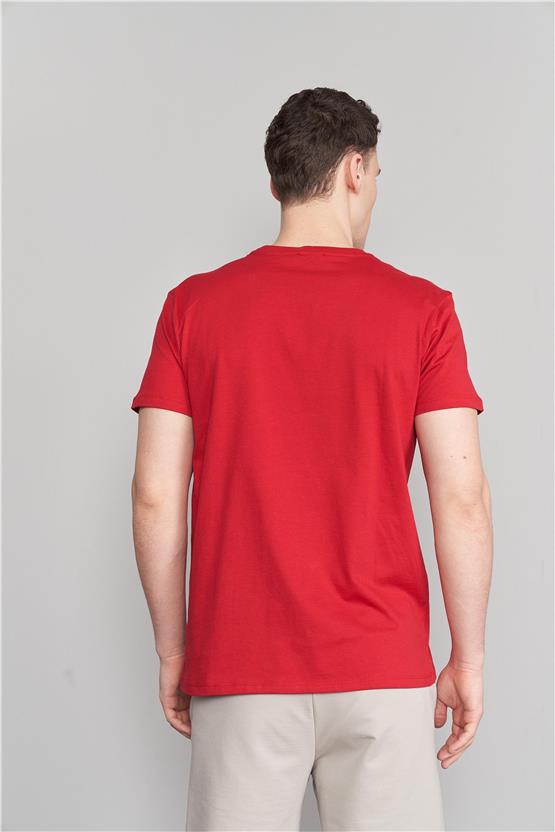 Çetinkaya Mentality 2772B Bisiklet Yaka Süprem Slim Fit Bordo T-shirt