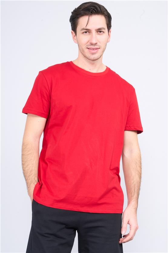 Çetinkaya Mentality 2772B Bisiklet Yaka Süprem Slim Fit Kırmızı T-shirt