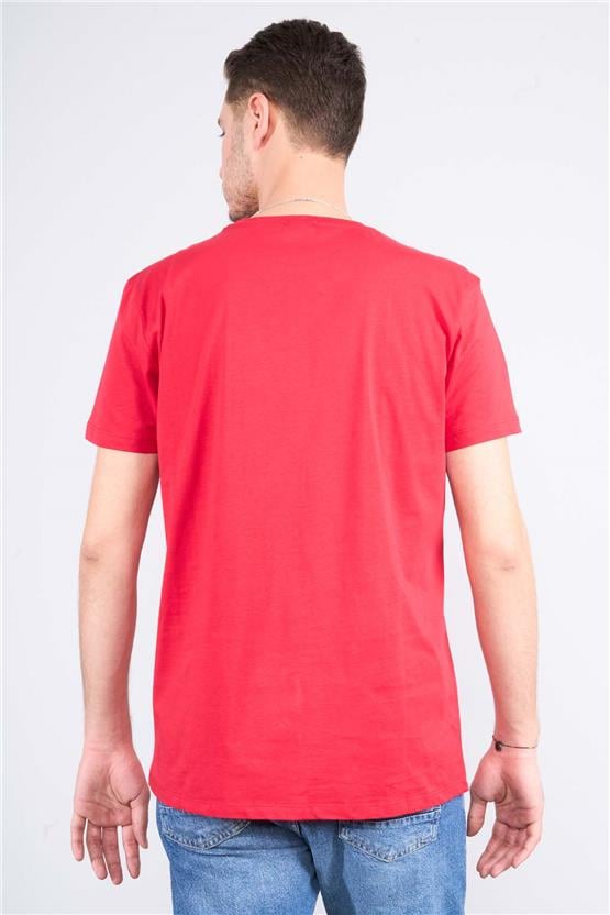 Çetinkaya Mentality 2772B -S Bisiklet Yaka Basic T-Shirt Kırmızı
