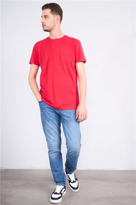 Çetinkaya Mentality 2772B -S Bisiklet Yaka Basic T-Shirt Kırmızı