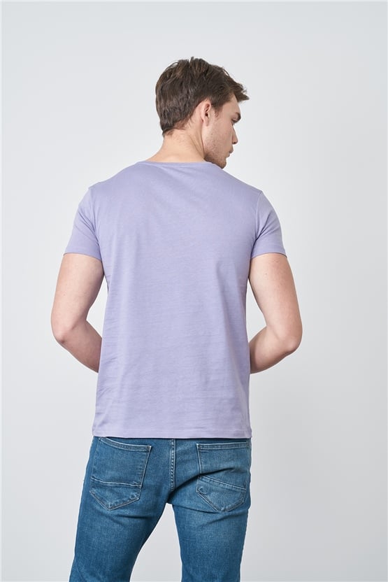Çetinkaya Mentality 2772B -S Bisiklet Yaka Basic T-Shirt Sisli Mor