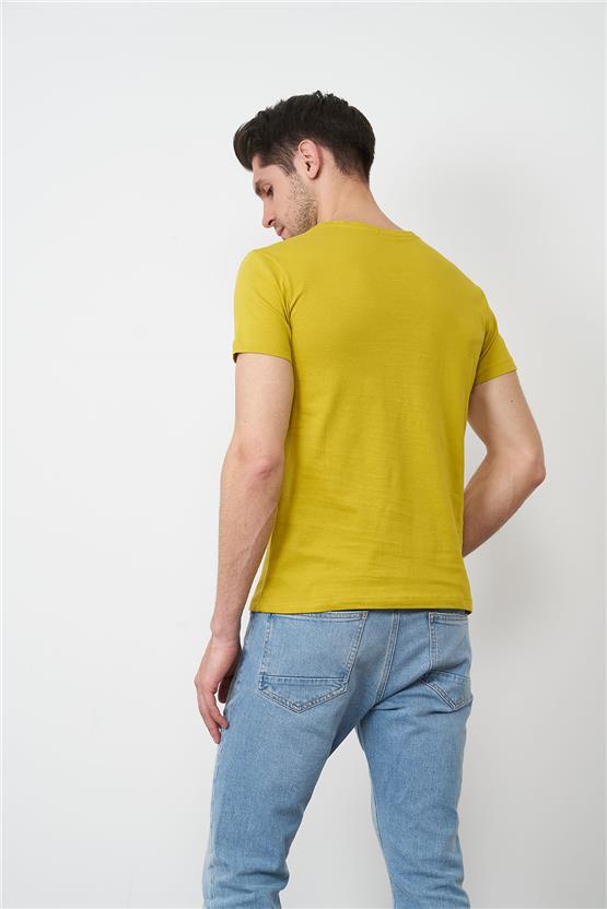 Çetinkaya Mentality 2772B  Bisiklet Yaka Basic T-Shirt Yosun