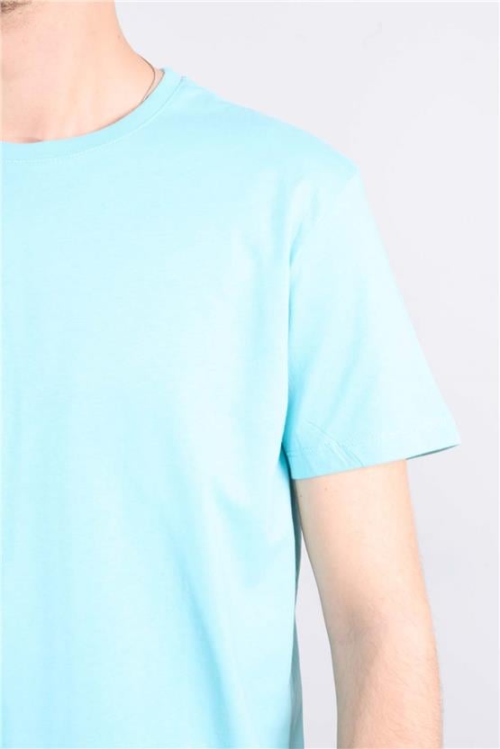 Çetinkaya Mentality 2772B -S Bisiklet Yaka Basic T-Shirt Turkuaz