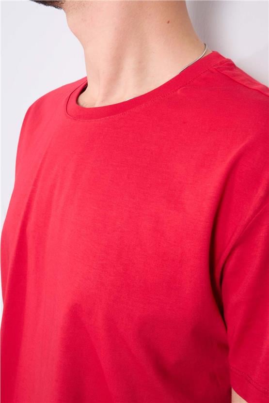 Çetinkaya Mentality 2772B -S Bisiklet Yaka Basic T-Shirt Kırmızı