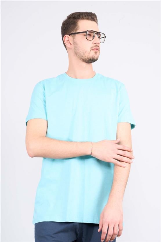 Çetinkaya Mentality 2772B -S Bisiklet Yaka Basic T-Shirt Turkuaz