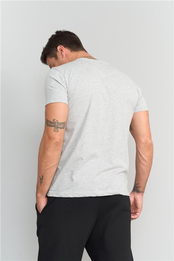 Çetinkaya Mentality 2772B -S Bisiklet Yaka Basic T-Shirt Gri Melanj