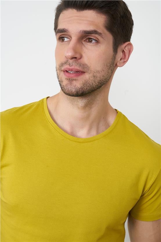 Çetinkaya Mentality 2772B  Bisiklet Yaka Basic T-Shirt Yosun