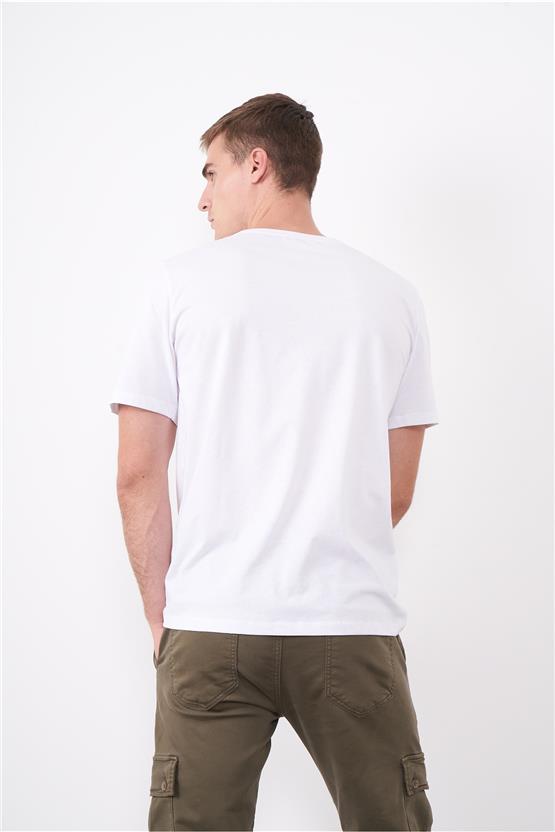 Çetinkaya Mentality 2772Büyük Beden -S Bisiklet Yaka Açık Basic T-Shirt Beyaz