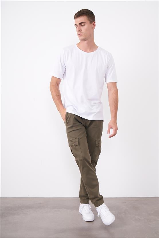 Çetinkaya Mentality 2772Büyük Beden -S Bisiklet Yaka Açık Basic T-Shirt Beyaz