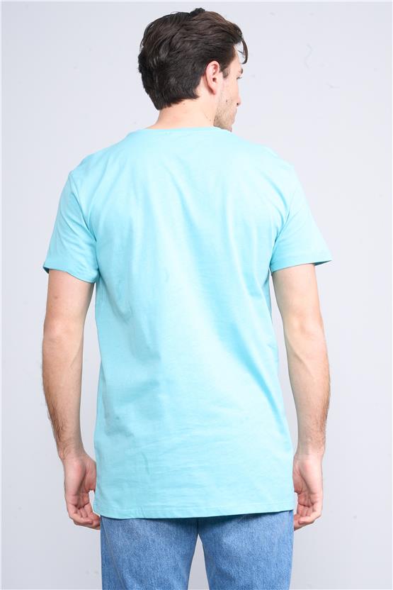 Çetinkaya Mentality 2772V -S V Yaka Basic T-Shirt Turkuaz