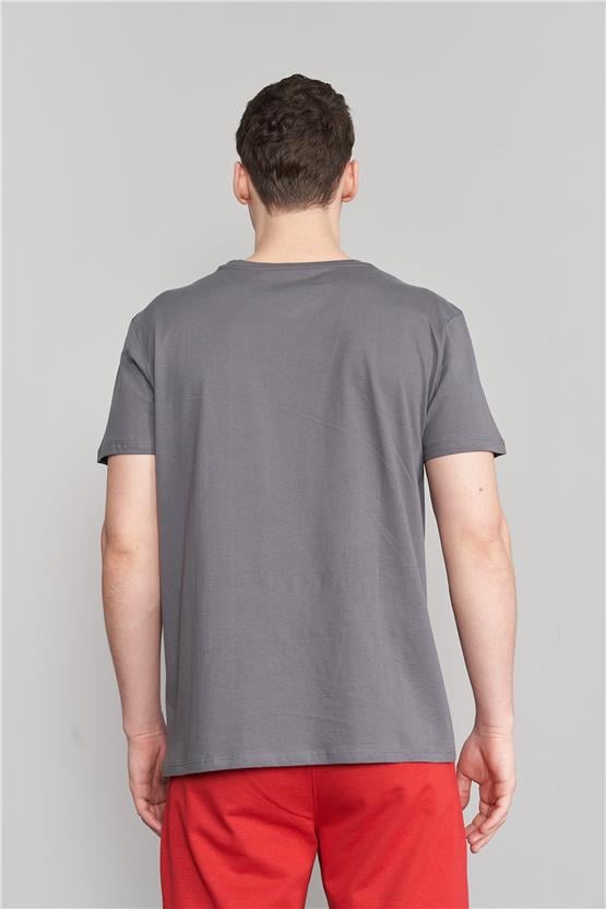 Çetinkaya Mentality 2772V V Yaka Basic Koyu Gri T-Shirt