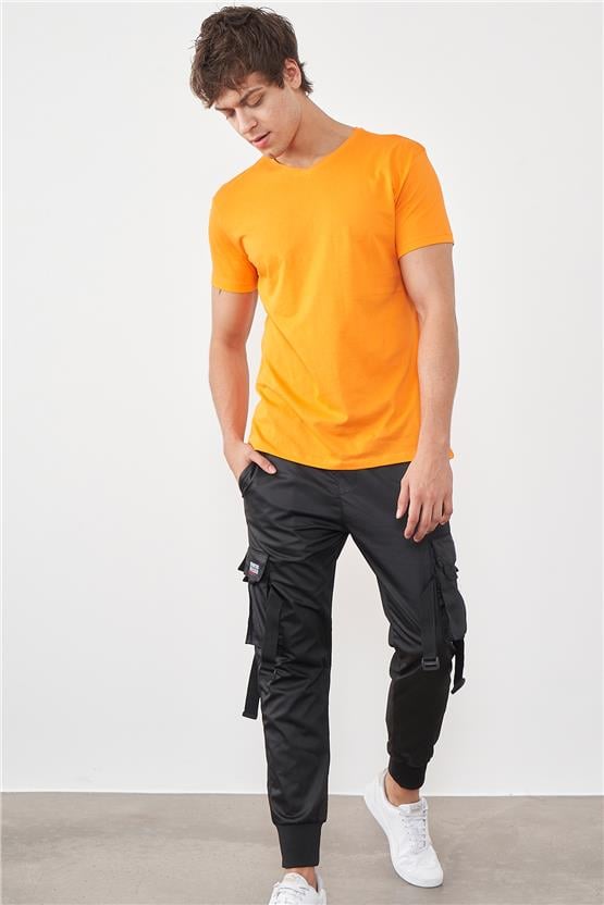 Çetinkaya Mentality 2772V V Yaka Basic T-Shirt Oranj