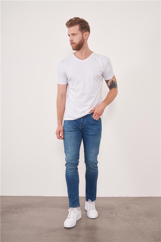 Çetinkaya Mentality 2772V V Yaka Beyaz T-Shirt