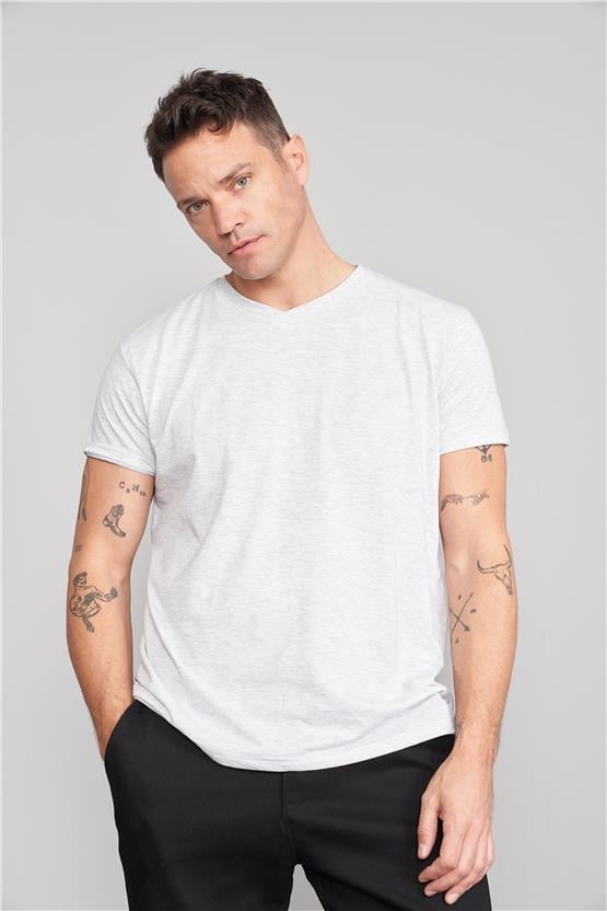 Çetinkaya Mentality 2772V V Yaka Kar Melanj T-Shirt