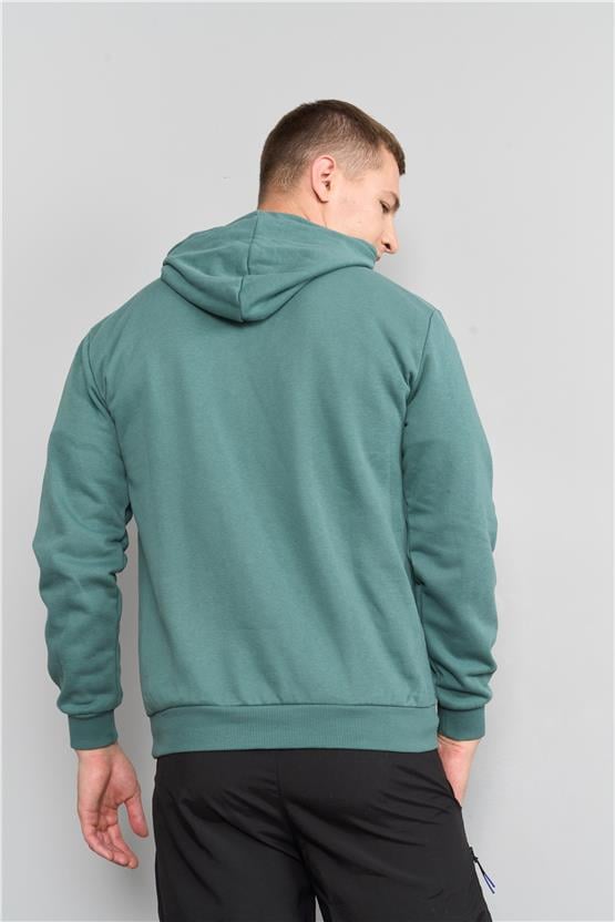Çetinkaya Mentality 3035 3 İp Kapşonlu Mavi Yeşil Sweatshirt