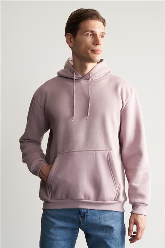Çetinkaya Mentality 3035 3 İp Kapşonlu Kirli Pembe Sweatshirt