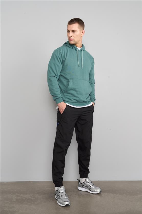 Çetinkaya Mentality 3035 3 İp Kapşonlu Mavi Yeşil Sweatshirt