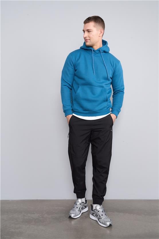 Çetinkaya Mentality 3035 3 İp Kapşonlu Petrol Sweatshirt