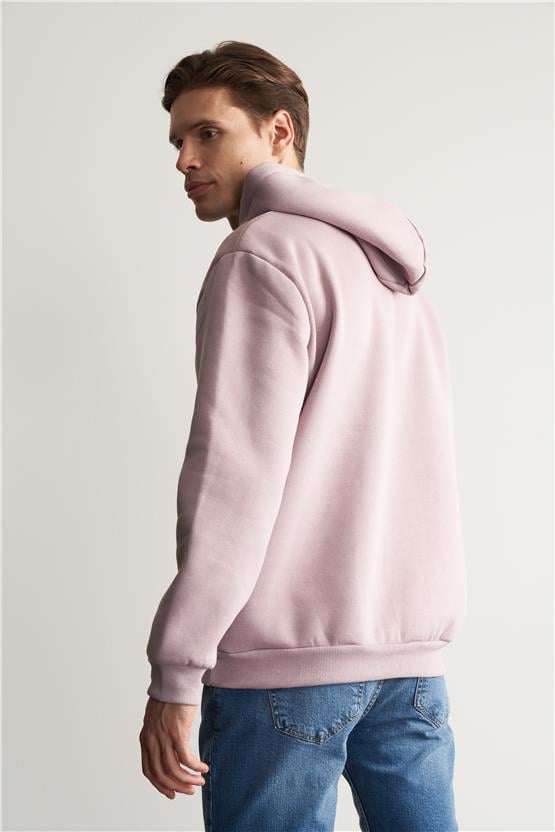 Çetinkaya Mentality 3035 3 İp Kapşonlu Kirli Pembe Sweatshirt