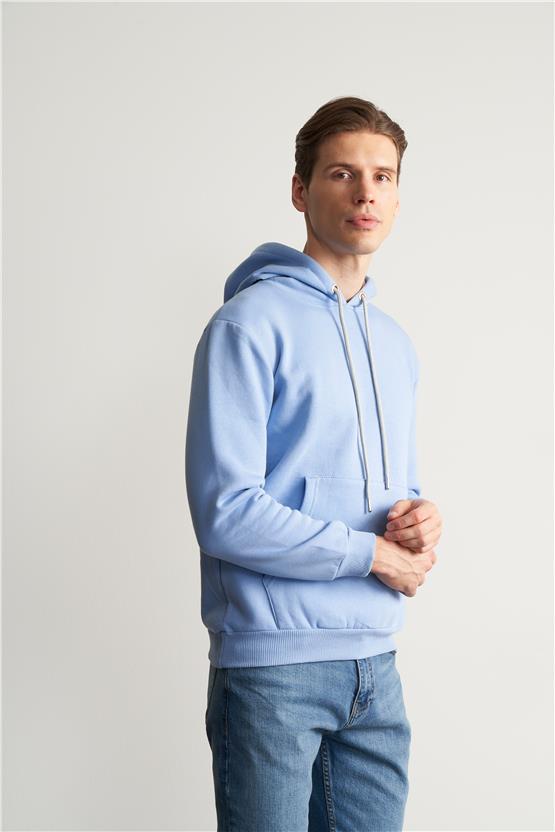 Çetinkaya Mentality 3035 3 İp Kapşonlu Mavi Sweatshirt