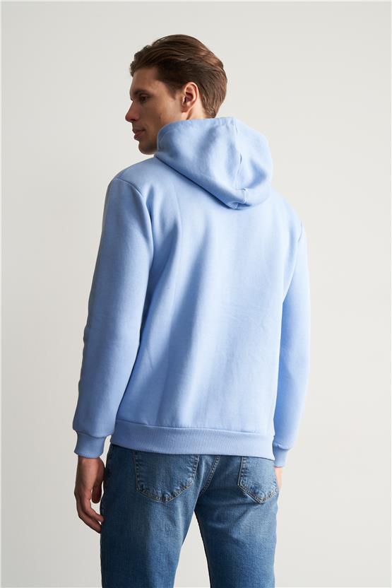 Çetinkaya Mentality 3035 3 İp Kapşonlu Mavi Sweatshirt