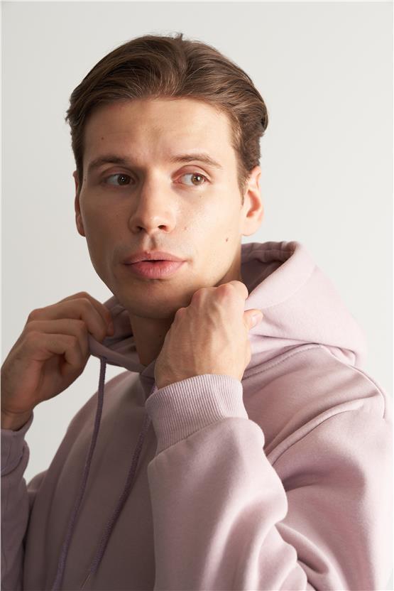Çetinkaya Mentality 3035 3 İp Kapşonlu Kirli Pembe Sweatshirt