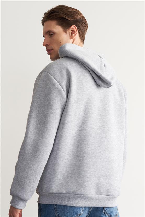 Çetinkaya Mentality 3035 Gri Melanj Kapüşonlu Sweatshirt