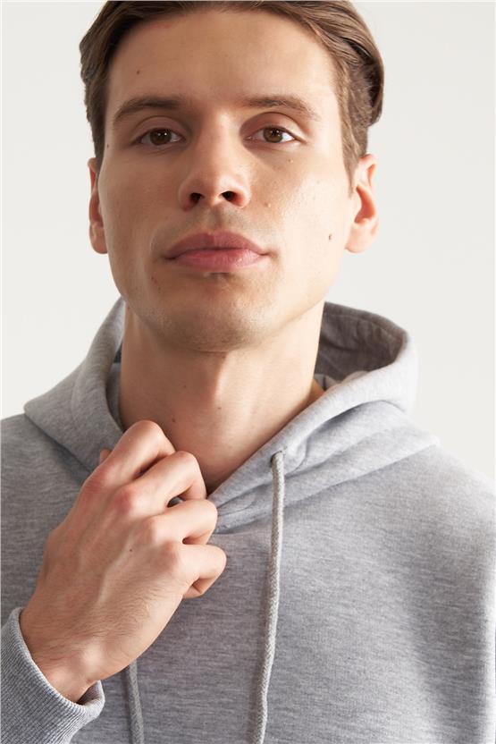 Çetinkaya Mentality 3035 Gri Melanj Kapüşonlu Sweatshirt