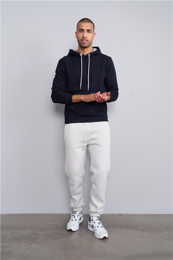 Çetinkaya Mentality 3035 Rahat Kalıp Erkek Lacivert Kapüşonlu Sweatshirt