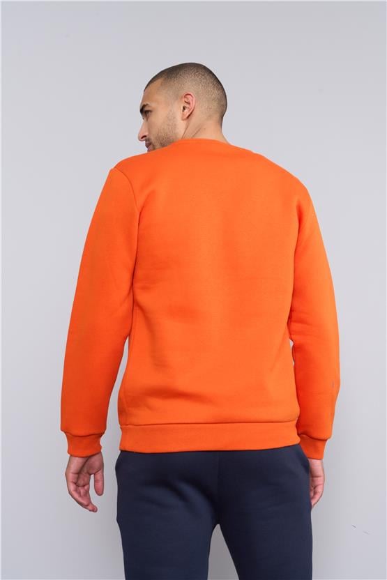 Çetinkaya Mentality 3036 3 İp Bisiklet Yaka Oranj Sweatshirt