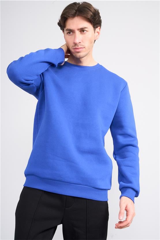 Çetinkaya Mentality 3036 3 İp Bisiklet Yaka Saks Sweatshirt