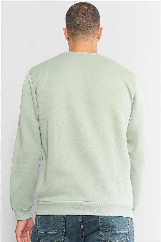 Çetinkaya Mentality 3036 3 İp Bisiklet Yaka Çağla Sweatshirt