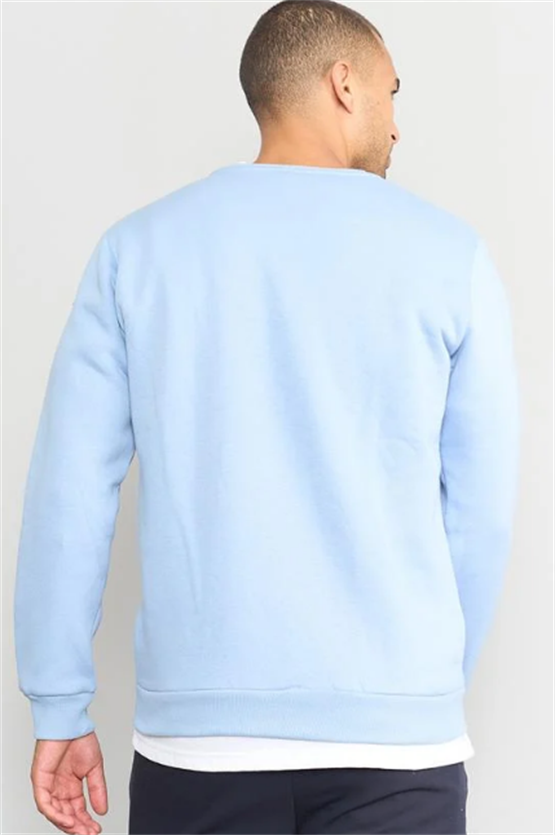 Çetinkaya Mentality 3036 3 İp Bisiklet Yaka Mavi Sweatshirt