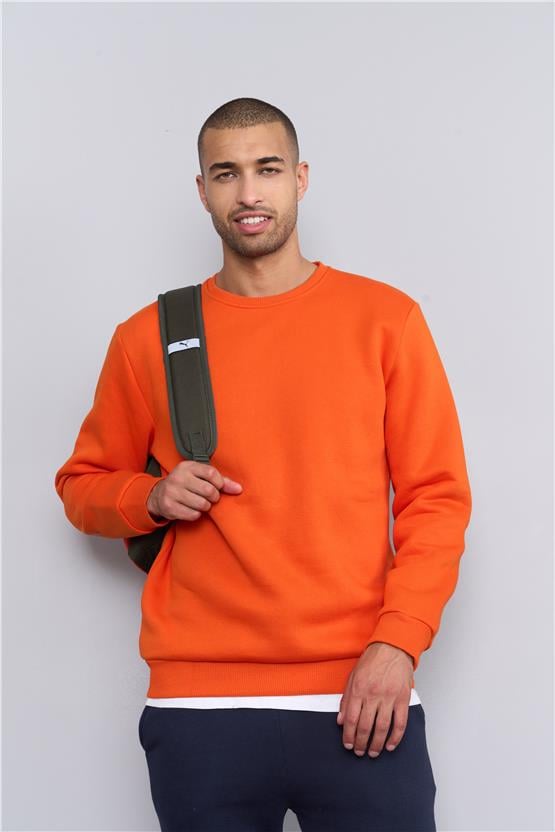 Çetinkaya Mentality 3036 3 İp Bisiklet Yaka Oranj Sweatshirt