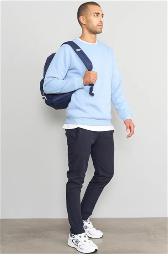 Çetinkaya Mentality 3036 3 İp Bisiklet Yaka Mavi Sweatshirt