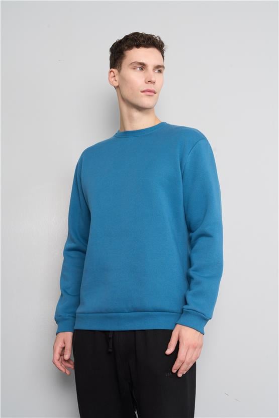 Çetinkaya Mentality 3036 3 İp Bisiklet Yaka Petrol Sweatshirt