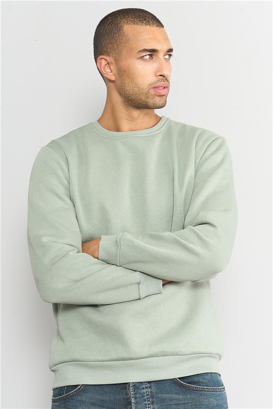 Çetinkaya Mentality 3036 3 İp Bisiklet Yaka Çağla Sweatshirt