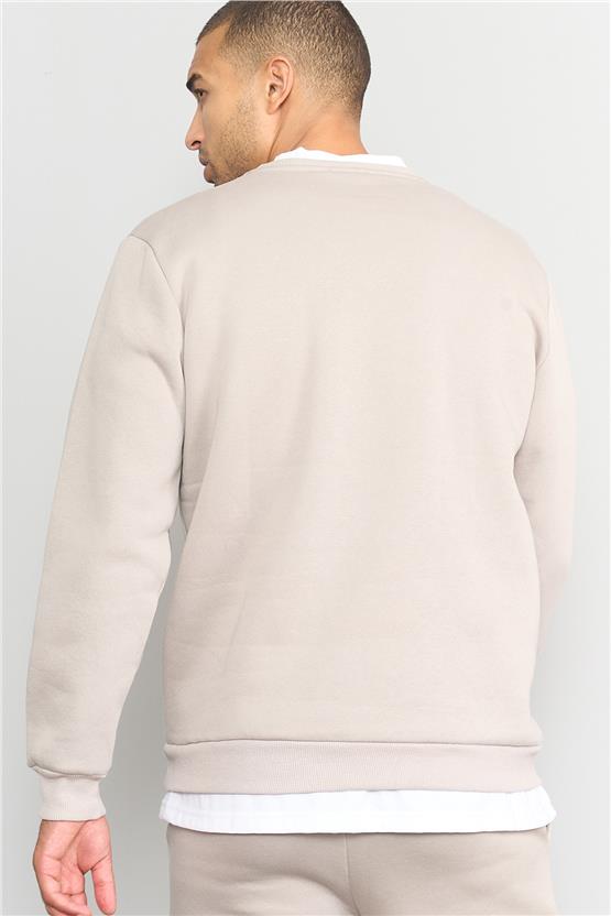 Çetinkaya Mentality 3036 3 İp Bisiklet Yaka Vizon Sweatshirt