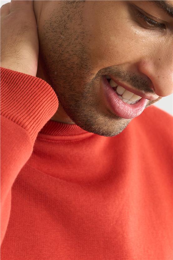 Çetinkaya Mentality 3036 3 İp Bisiklet Yaka Kiremit Sweatshirt