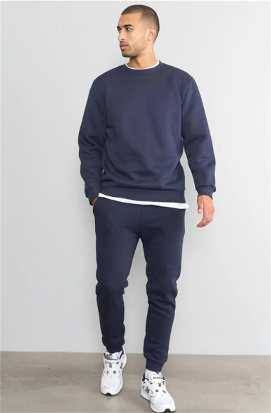 Çetinkaya Mentality 3036 3 İp Bisiklet Yaka Lacivert Sweatshirt