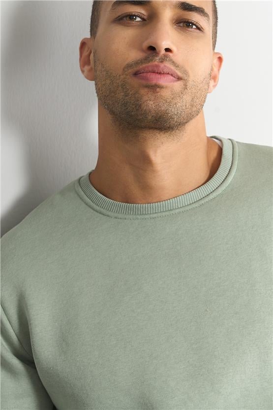 Çetinkaya Mentality 3036 3 İp Bisiklet Yaka Çağla Sweatshirt