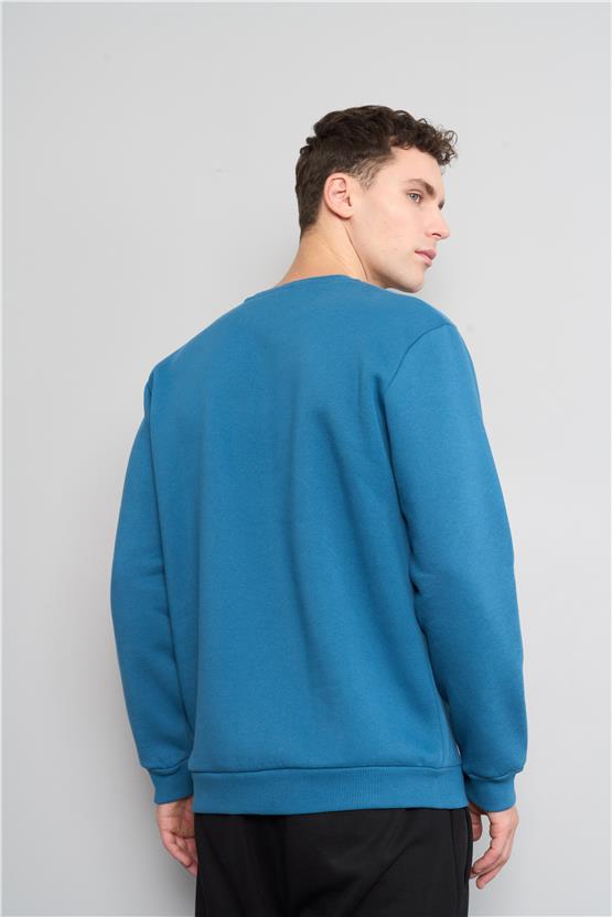 Çetinkaya Mentality 3036 3 İp Bisiklet Yaka Petrol Sweatshirt