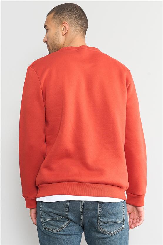 Çetinkaya Mentality 3036 3 İp Bisiklet Yaka Kiremit Sweatshirt